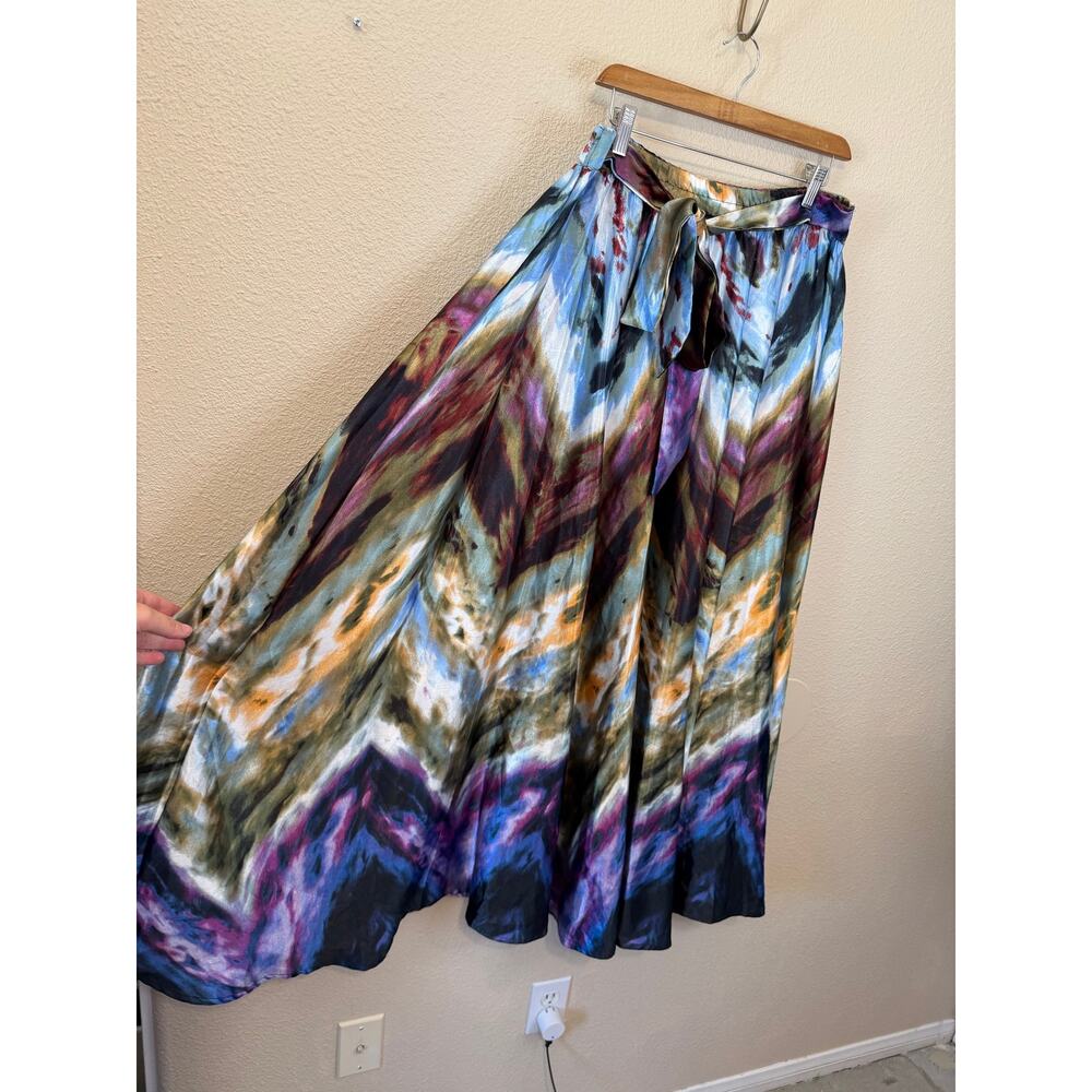 Boho Hippie Tie Dye Retro Silkey Elastic Waist Maxi/ Midi Skirt Lg Her Destiny - Picture 2 of 16